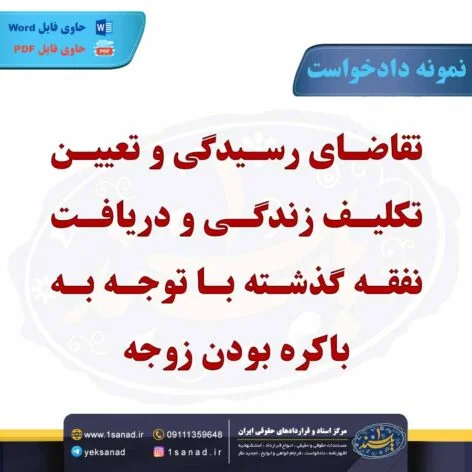 نمونه دادخواست تقاضای رسیدگی و تعیین تکلیف زندگی