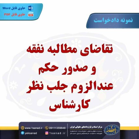 نمونه دادخواست تقاضای مطالبه نفقه