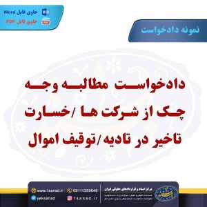 نمونه دادخواست مطالبه وجه چک از شرکت ها